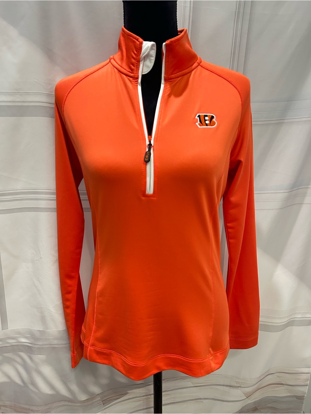 Cutter & Buck Women's Bright Orange Quarter-Zip Pullover with White Trim XS